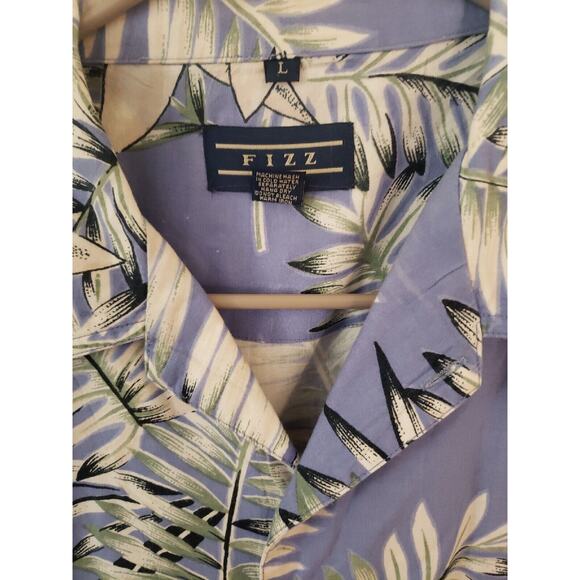 Vintage Fizz Mens Large Short Sleeve Button Down Hawaiian Floral Print Blue - Picture 5 of 9